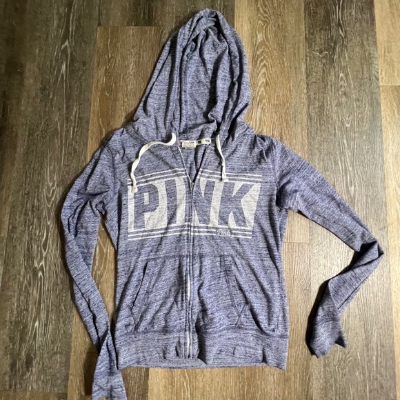 PINK Victoria's Secret Tops - Pink Victoria's Secret Zip Up Hoodie Womens Small Purple Heathered Logo Jacket
